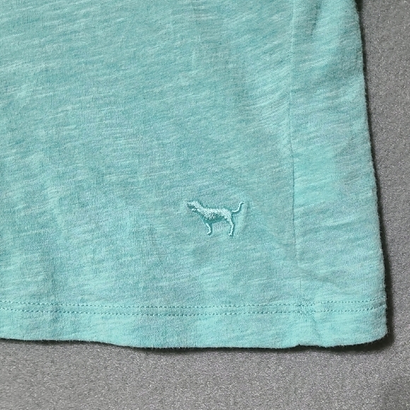 PINK VICTORIA'S SECRET Green Tee Shirt with Animal Print Pocket - Size Small - Picture 2 of 10